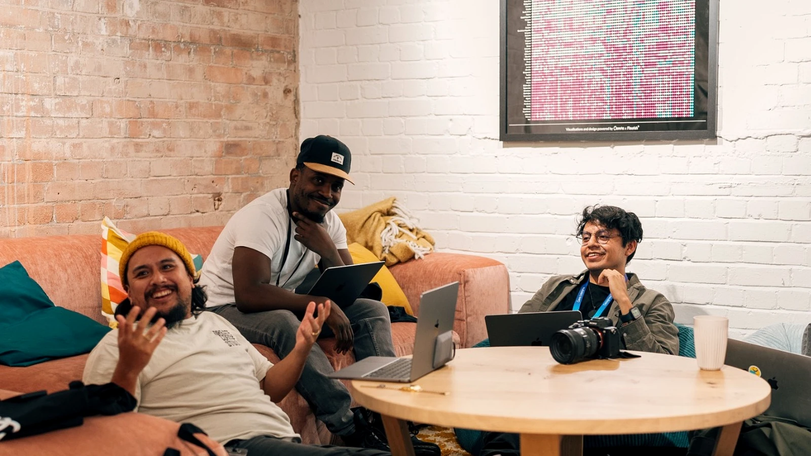 A diverse group of students collaborating in a shared workspace